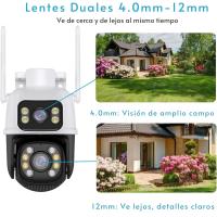 Cámara de vigilancia domo inalámbrica, doble lente, zoom 8X, visión nocturna color, detección movimiento – Jortan Tech - details 1