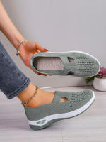 Zapatillas De Mujer En Color Sólido Transpirables Zapatillas Casuales De Verano De Bajo Térmico Tejidas Zapatos Casuales Para Mamá - details 17