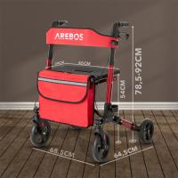 AREBOS Caminador Andador Plegable de Aluminio con Ruedas Ligero con Frenos 136kg Rojo - details 7
