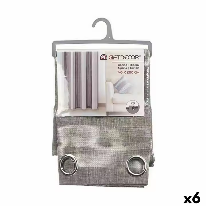 Cortina Blanco Gris 140 x 0,1 x 260 cm (6 Unidades) - 1