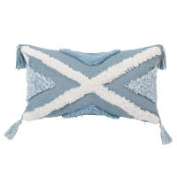 Funda De Cojín Rectangular Azul Con Patrón Geométrico Y Lazos Para Decoración Del Sofá Y La Habitación 100% Poliéster Lavable - details 12