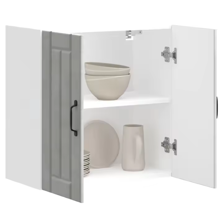 vidaXL Armario de pared cocina Lucca madera contrachapada en color Gris sonoma/Gris hormigón/Negro y más | almacenamiento funcional diseño moderno para baño dormitorio sala - 1