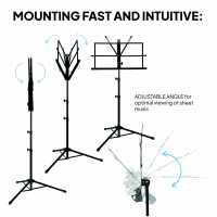 Ociodual Atril Metálico Plegable para Partituras de Música Viajes Desplazamientos Negro Soporte Ajustable Regulable Altura - details 6