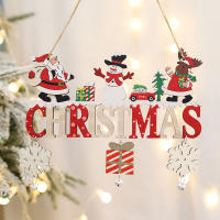 Decoraciones De Navidad De Madera De Santa Claus Y Muñeco De Nieve Creativo Artesanal Para Puerta Adorno De Navidad - details 5