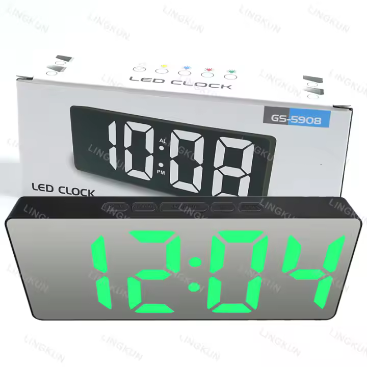 Reloj De Mesa LED Espejo Digital Para Dormitorio Oficina Viaje Con Función De Alarma Y Temperatura Espejo De Maquillaje - 1