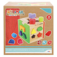 WOOMAX - Cubo de actividades de madera, encajar las piezas con diferentes formas y colores, 14 figuras geométricas, motricidad fina, didáctico, para bebés +12 meses - details 3
