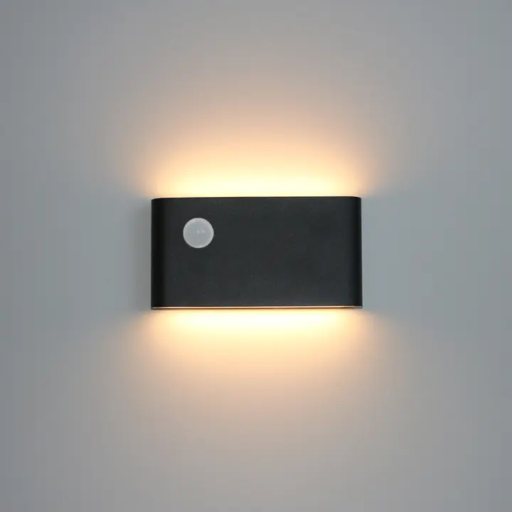 Lámpara De Pared Moderna LED Con Sensor De Movimiento Exterior Impermeable Para Iluminación De Jardín Pasillo Y Courtyard Color Blanco/Negro/Ceniza - 1
