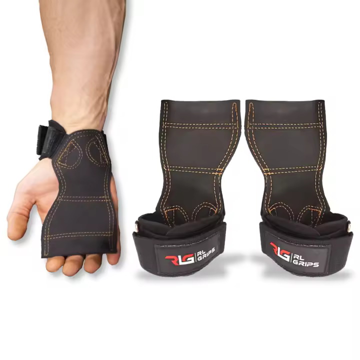 RL Grips® Straps de Entrenamiento con Calleras para Gimnasio - Palm Straps con cierre de velcro - Correas de Sujeción para Musculación - 1