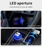 Cargador de coche, adaptador de Cargador de coche USB rápido de Doble Puerto QC3.0, Cargador de teléfono de Coche de carga rápida de 36 W/3 A with LED Azul and interruptor tácil to appará teléfono, galaxia - details 1