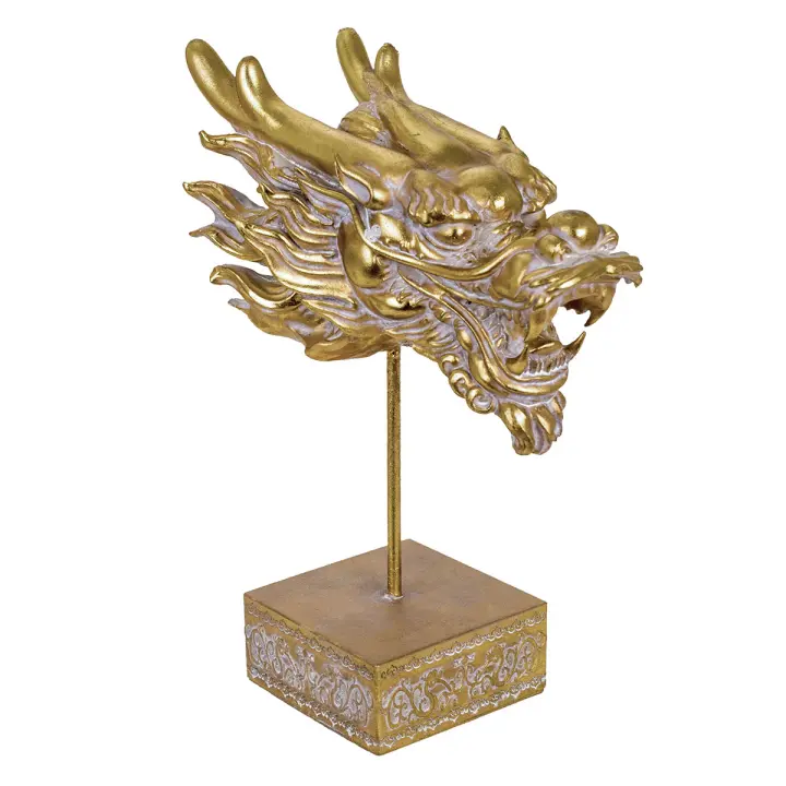 CAPRILO REGALOS & DECORACIÓN Figura Decorativa de Resina "Dragon Chino Buena Suete" Adornos y Esculturas. Animales. Regalos Originales. Decoración Hogar. 30 x 16 x 39,50 cm - 1