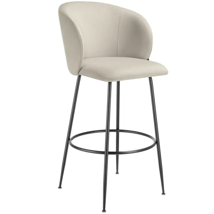 TECTAKE - Taburete alto LUANA con respaldo y aterciopelado, Taburete alto acolchado con funda de terciopelo suave, Gran respaldo curvado para aún más comodidad, Patas de acero galvanizado estables con reposapiés perimetral - 1