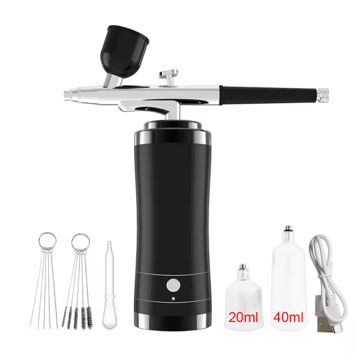 Kit De Pintura Para Uñas Con Compresor Airbrush Portátil Mini De Alta Presión Para Artesanía Y Pintura De Uñas Herramienta De Belleza Multifuncional - 1