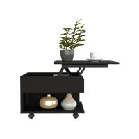 TUHOME Mesa de Centro Elevable Luanda, con ruedas , Carbon Madera manufacturada Salón-Mesas - details 0