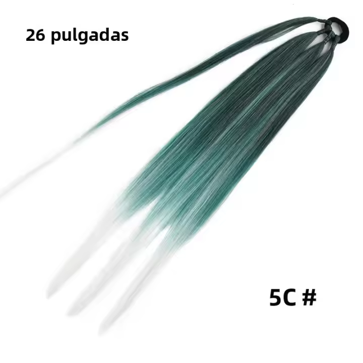 Extensiones De Cabello Sintético Para Cola De Caballo Enredadera De Boxeo En Color Ombre Marrón 26 Pulgadas Con Diadema DIY - 1