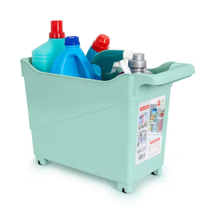 Plastic Forte - Cesta Organizadora con Ruedas Nº 3. Ideal Bajo Fregadero. Verde - 1