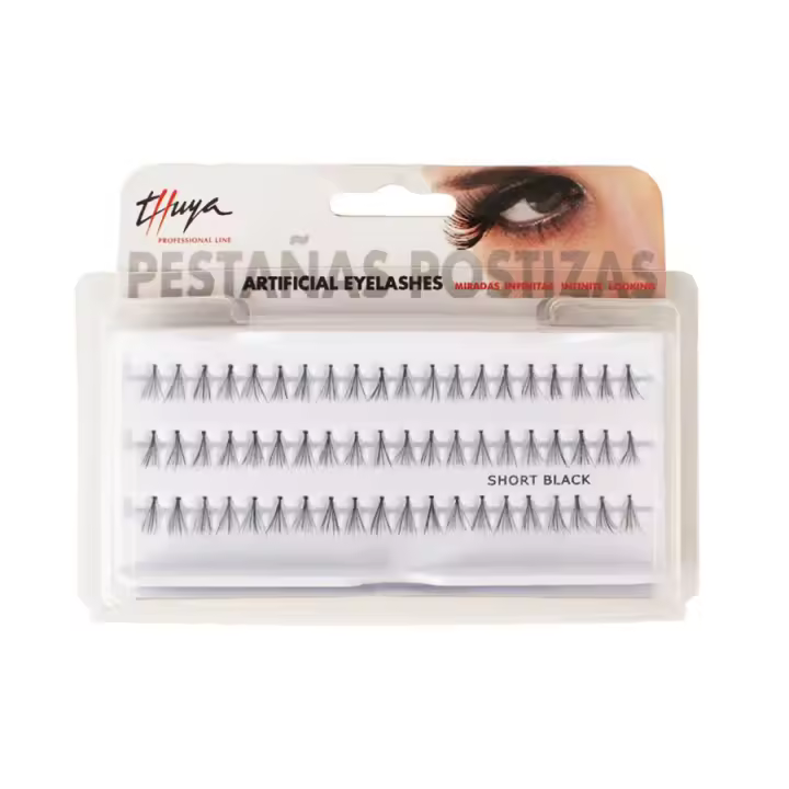 Thuya Pestañas Postizas en Grupos Short Tamaño Pequeño - Extensiones de Pestañas Cortas para Volumen y Longitud - 1
