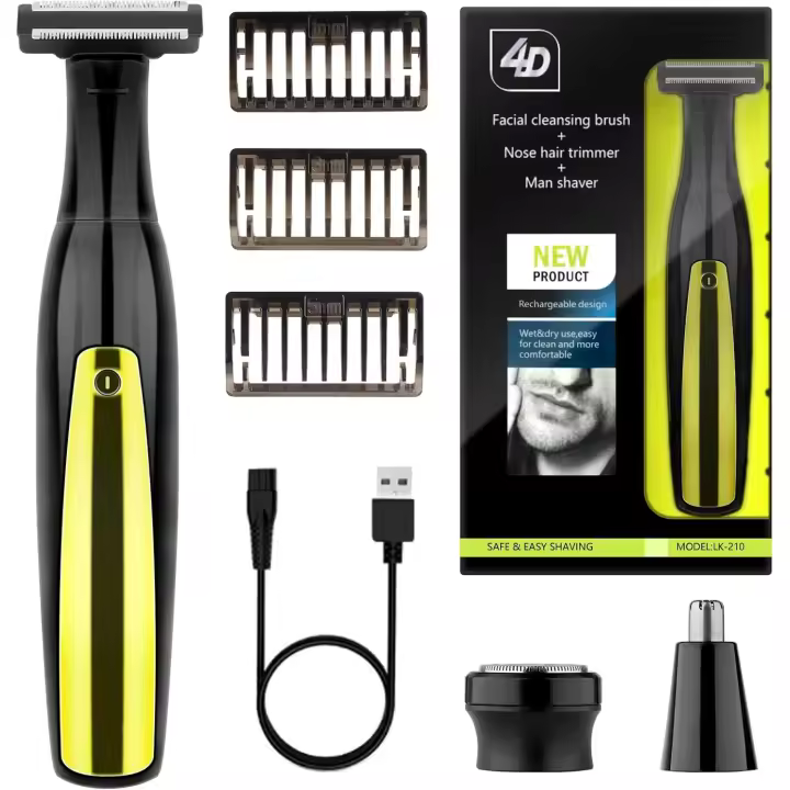 Recortador de Barba Recargable con 3 Peines, IPX6 Impermeable 3 in 1 Depiladora Corporal Hombre, Máquina de Cortar Pelo Regalos para Hombre, Kit de aseo de barba, Depiladora Corporal(Black) - 1