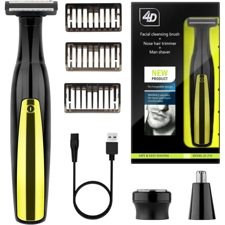 Recortador de Barba Recargable con 3 Peines, IPX6 Impermeable 3 in 1 Depiladora Corporal Hombre, Máquina de Cortar Pelo Regalos para Hombre, Kit de aseo de barba, Depiladora Corporal(Black) - 1