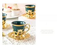Taza De Café Turco De Cerámica Con Borde Dorado Para Ramadan Juego De Taza Y Taza Con Estilo Clásico Europeo Para Té De La Tarde - details 7