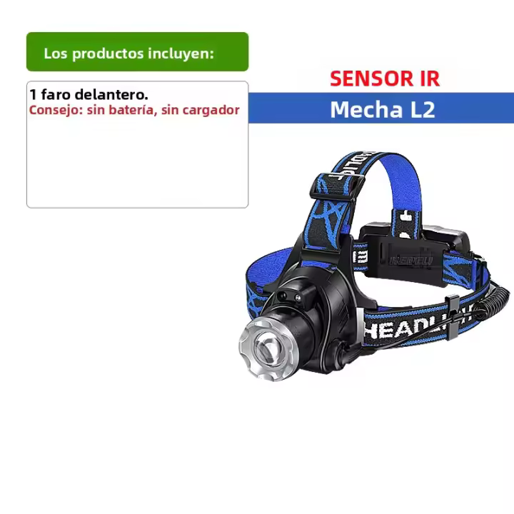 Linterna Frontal LED Ultra Potente 800W Recargable Con Sensor IR Para Pesca Y Camping Luz De Correa 3000M Brillo Alto 60° Ángulo De Haz Impermeable - 1