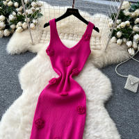 Vestido Wrap Sin Mangas De Encaje Floral REALEFT Para Mujer Elegante V-Neck Cintura Ajustada Longitud Media Pierna Vestido De Verano - details 20