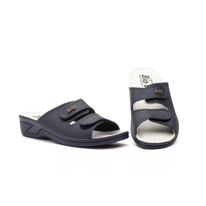 TS-975 Azul-Blanco-Beige y Multicolor Hecho en Italia Zuecos Mujer Piel Azul-Blanco-Beige y Multicolor Hebilla BioUp Numeración: 35-41 Marca: BioUp sandalia anatomica con tiras y hebilla de cierre muy comodas y confortables para casa y trabajo