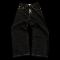 Pantalones Vaqueros Retro Y2K Para Hombres Con Bordado De Calavera Estilo Hip Hop Holgado Con Pierna Ancha Tejido De Lino Calidad Superior Moda Casual - details 1