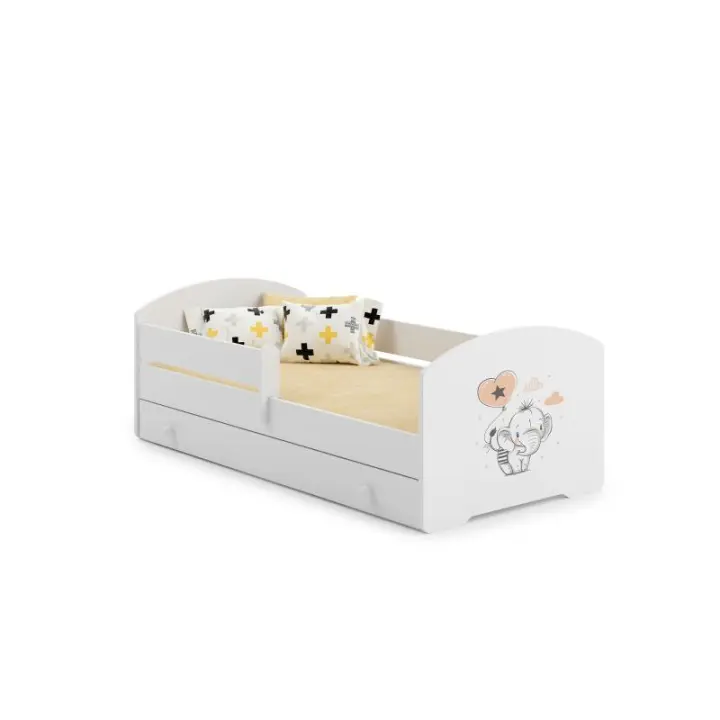 Cama de criança 160 x 80 com gaveta, colchão e estrado incluídos Kobi Luk Elephant - 1