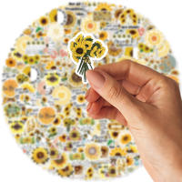 50pcs Pegatinas De PVC Impermeables Para Maleta Y Decoración De Cuaderno Taza Guitarra Clásica Con Diseño De Lenguaje De Girasol Tienda De Moto - details 5