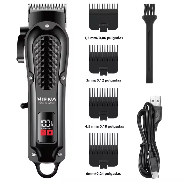 Cortador De Pelo Eléctrico Hiena HYN-212 Recargable Sin Cable Para Hombres Potente Con Ajuste De Longitud Y Recarga Rápida Trimmer De Barba Herramienta De Peluquería - 1