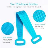 Cepillo trasero de baño de silicona, cepillo trasero de baño extra largo de 76cm, cepillo corporal de larga duración y fácil de usar, azul de 30 pulgadas - details 0
