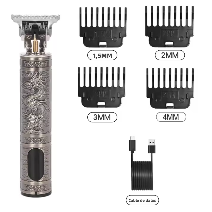 Cortadora De Pelo Eléctrica T9 Peine Dragon Grabado Pantalla Grande USB Carga Rápida 0.5-10mm Para Cabeza Barba Y Cuerpo - 1