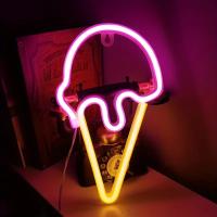 Luz LED De Cono De Helado Adorable Neón Decoración De Pared Para Habitación Kawaii Regalo De Navidad Para Bebé Luz Nocturna De Dibujos Animados - details 4