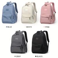 Mochila estética, linda mochila para la escuela, mochila universitaria, bolsas de libros de gran capacidad para niñas, mujeres, estudiantes, mochilas de viaje casuales, color sólido - details 0