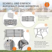 STARLEY-Mesa de Camping Plegable de Plástico y Patas de Acero 180 x 70 x 74cm Blanca Mesita Buffet de Eventos Interior Exterior para 6 Personas Tablero con Asa de Transporte para Jardín Terraza - details 5