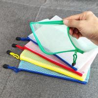 10Pcs Bolsa De Documentos Mixta De Colores Con Cierre De Cremallera Y Malla Bolsa Impermeable Para Almacenamiento De Papelería Y Archivos Expansibles - details 3