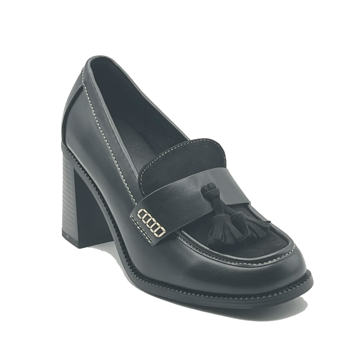 JZ Hermanos Mocasines de Tacón Alto para Mujer con Adorno Suedette y Estilo Elegante