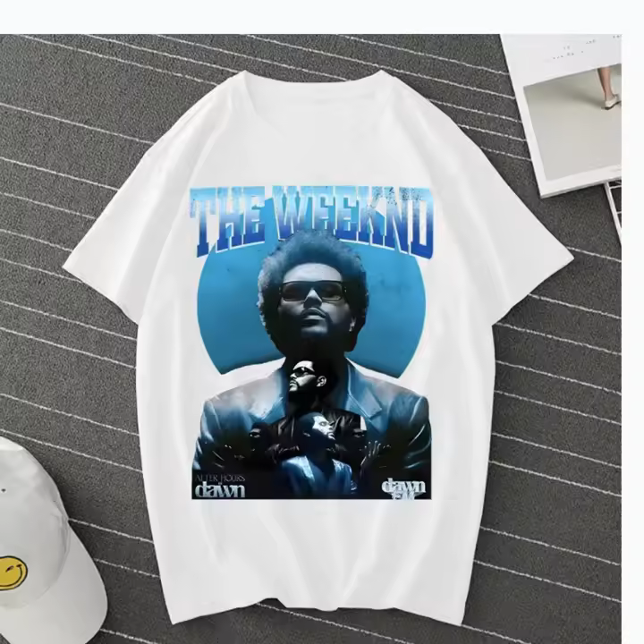Camiseta Hombre Corta 2023 the WEEKEND Para Mujer Estilo Coreano Tejido Algodón Cuello Redondo Manga Corta Transpirable Para Todas Las Estaciones - 1