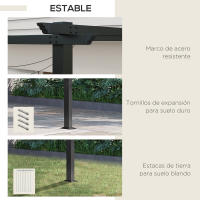 Outsunny Pérgola de Pared de Jardín 4x3 m Gazebo Exterior Cenador con Techo Retráctil Tela de Poliéster y Marco de Acero para Patio Terraza Balcón - details 5