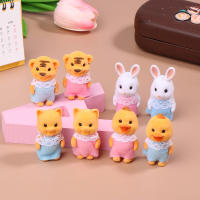 2PCS Figuras De Animales De La Selva Familia Conejo Gato Tigre Pollo Juguete De Colección Cartoon Ornamento Para Niños Regalos - details 0