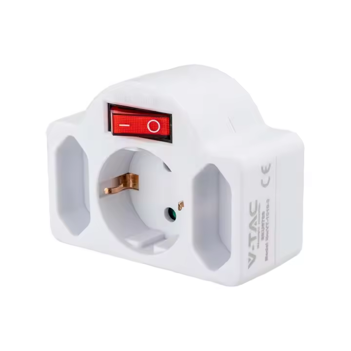3 Outlet Power Adaptador con toma de tierra e interruptor 16A 250V VT-1010  VTAC - 1