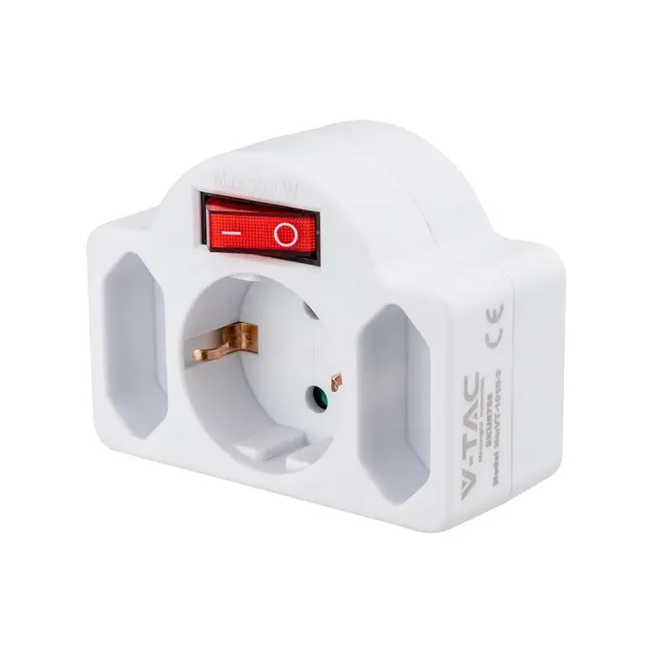 3 Outlet Power Adaptador con toma de tierra e interruptor 16A 250V VT-1010  VTAC - 1