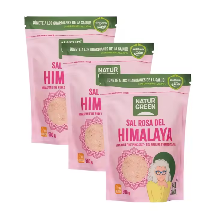 Sal Rosa del Himalaya Fina  Pack de 3x  500g  Sin refinar Rica en minerales  Uso culinario y nutricional  NATURGREEN - 1