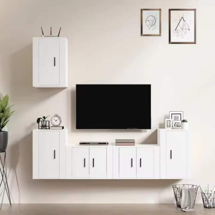 vidaXL Set de muebles para TV 5 piezas madera contrachapada blanco - 1