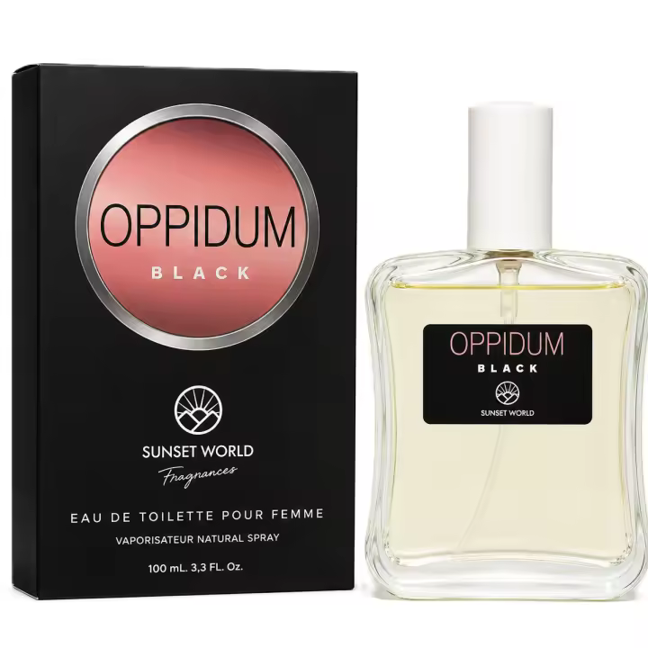 Oppidum Black Eau de Toilette 100ml by Sunset World. Fragancia oriental especiada con notas de pimienta, azahar y pera, combinadas con café, jazmín, vainilla, pachulí y cedro. 🚚 Envíos a España 24/48h - 1