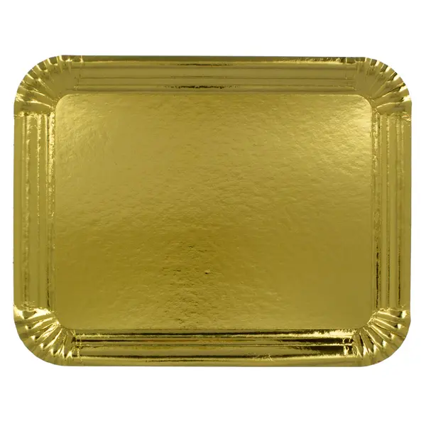 MONOUSO | Bandeja de Cartón Rectangular Dorada 16x22 cm (100 Uds) - 1