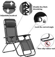 Set de 2 sillas Gravedad Cero reclinables Tumbonas sillas reclinable ajustable butacas plegable con almohada 165x68x110 , ligero de  6 kilos ideal para playa, jardín, terraza, patio - details 4