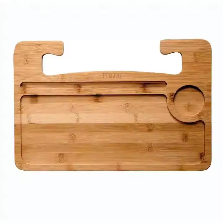 PHANE Bandeja de bambú para volante, 40x30x2cm, Escritorio Multifuncional para Volante, Bandeja de Comida Para coche, Mesa Portátil de Automóvil, Bandeja para Volante, iPad o cuaderno, Accesorios de Viaje para Automóvil - 1