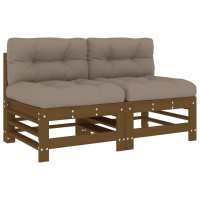 vidaXL Sofás centrales con cojines 2 uds madera maciza de pino Pino natural, Pino blanco, Pino gris Conjunto Terraza Muebles Jardín Exterior Juego de Muebles de jardín Mueble Jardín Exterior Muebles de Salon Exterior - details 6