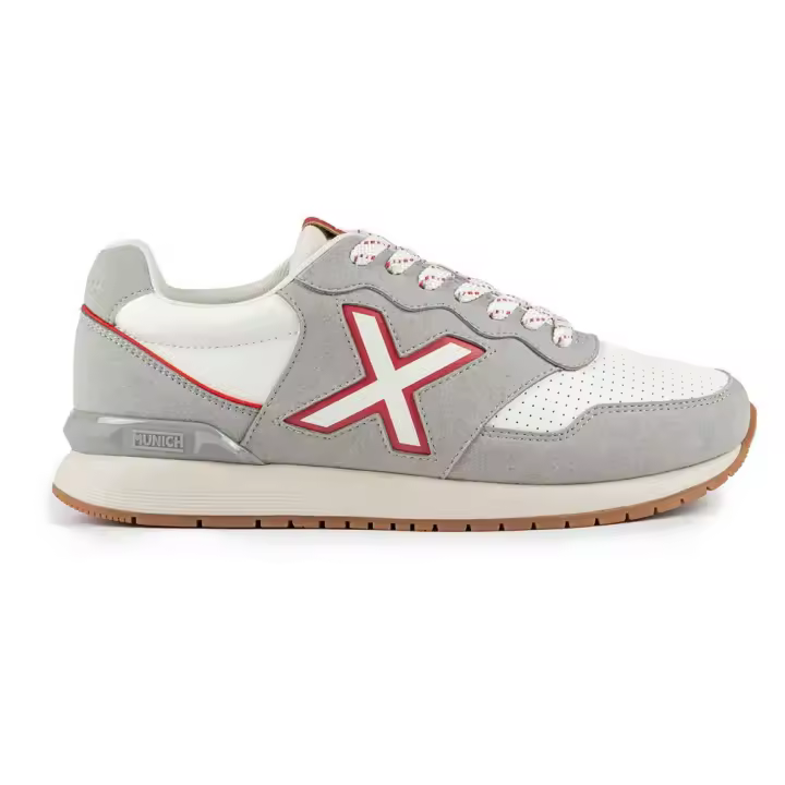 Zapatillas Munich Dash Premium 256 Hombre - Blanco, Gris y Rojo: Zapatillas deportivas Munich Dash Premium 256 para hombre, diseño en blanco, gris y rojo - 1
